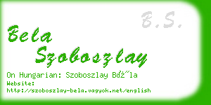 bela szoboszlay business card